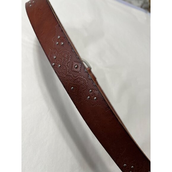 American Eagle Womens Brown Embossed Leather Belt Medium - Picture 3 of 8